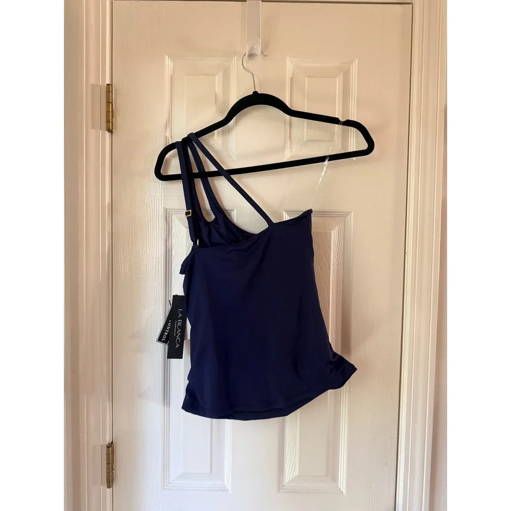 La Blanca One Shoulder Tankini Top Indigo Blue Asymmetrical Cutout LB1IG82 NWT 4